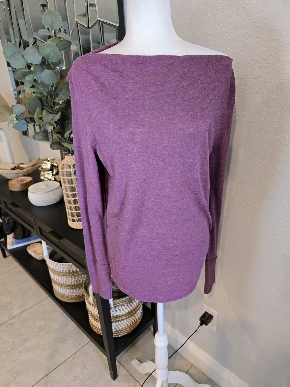 We The Free boatneck top in deep plum Long Sleeve M